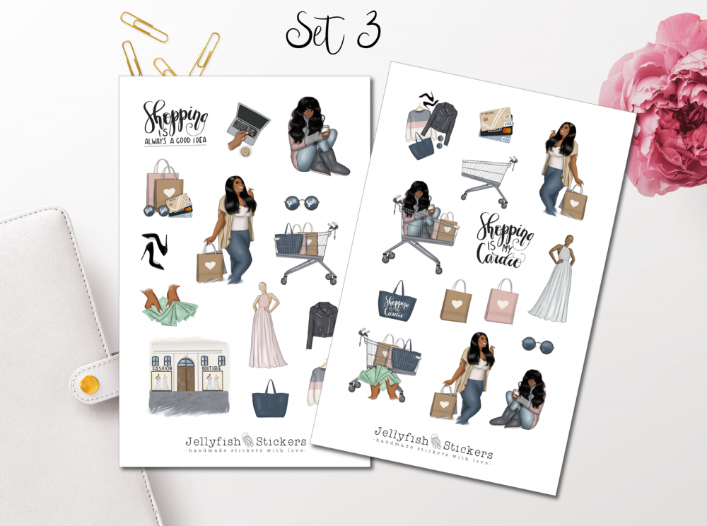 Mädchen Shopping Sticker Set